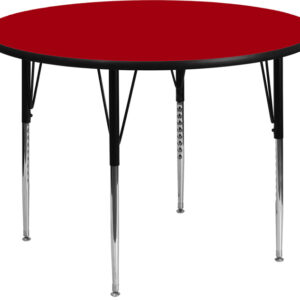 Wholesale 48'' Round Red Thermal Laminate Activity Table - Standard Height Adjustable Legs