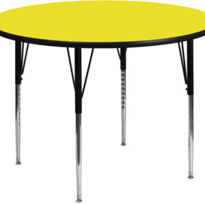 Wholesale 48'' Round Yellow HP Laminate Activity Table - Standard Height Adjustable Legs