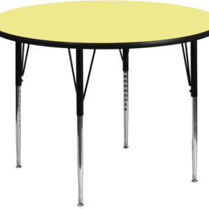 Wholesale 48'' Round Yellow Thermal Laminate Activity Table - Standard Height Adjustable Legs