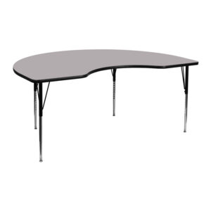 Wholesale 48''W x 72''L Kidney Grey Thermal Laminate Activity Table - Standard Height Adjustable Legs