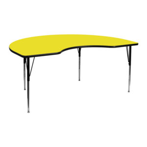 Wholesale 48''W x 72''L Kidney Yellow HP Laminate Activity Table - Standard Height Adjustable Legs