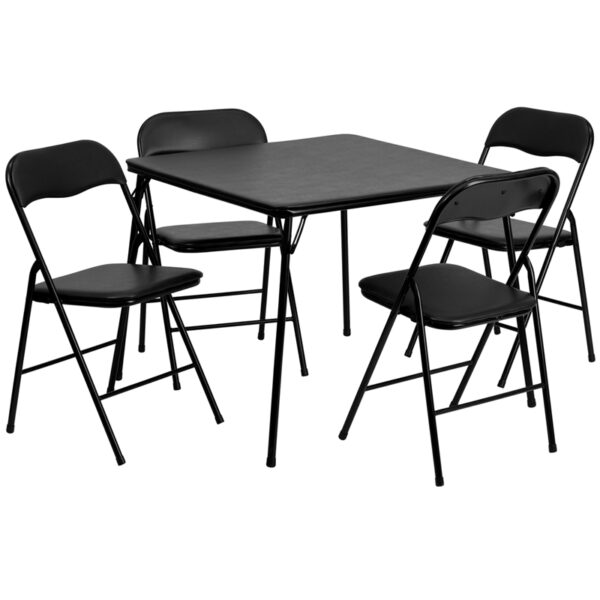 Wholesale 5 Piece Black Folding Card Table and Chair Set