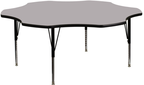 Wholesale 60'' Flower Grey Thermal Laminate Activity Table - Height Adjustable Short Legs