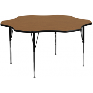 Wholesale 60'' Flower Oak Thermal Laminate Activity Table - Standard Height Adjustable Legs