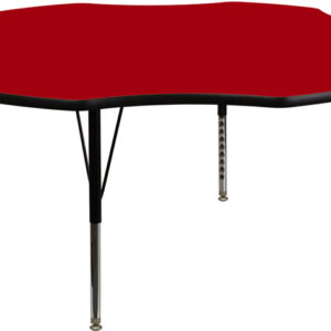 Wholesale 60'' Flower Red Thermal Laminate Activity Table - Height Adjustable Short Legs