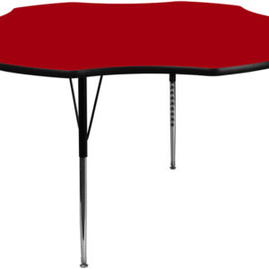 Wholesale 60'' Flower Red Thermal Laminate Activity Table - Standard Height Adjustable Legs