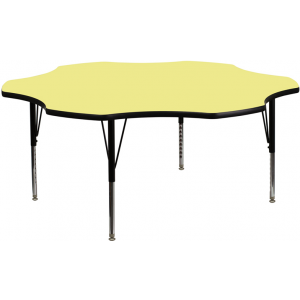 Wholesale 60'' Flower Yellow Thermal Laminate Activity Table - Height Adjustable Short Legs