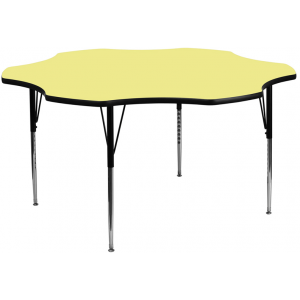 Wholesale 60'' Flower Yellow Thermal Laminate Activity Table - Standard Height Adjustable Legs