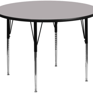 Wholesale 60'' Round Grey Thermal Laminate Activity Table - Standard Height Adjustable Legs