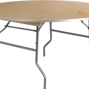 Wholesale 60'' Round HEAVY DUTY Birchwood Folding Banquet Table with METAL Edges