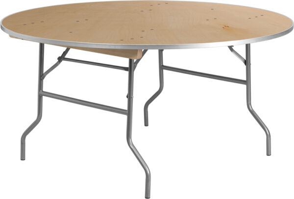 Wholesale 60'' Round HEAVY DUTY Birchwood Folding Banquet Table with METAL Edges