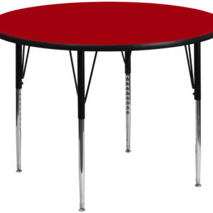 Wholesale 60'' Round Red Thermal Laminate Activity Table - Standard Height Adjustable Legs