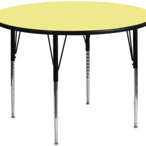 Wholesale 60'' Round Yellow Thermal Laminate Activity Table - Standard Height Adjustable Legs