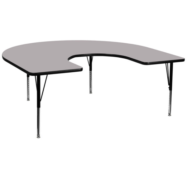 Wholesale 60''W x 66''L Horseshoe Grey Thermal Laminate Activity Table - Height Adjustable Short Legs