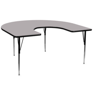 Wholesale 60''W x 66''L Horseshoe Grey Thermal Laminate Activity Table - Standard Height Adjustable Legs