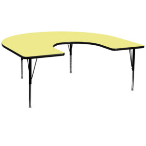 Wholesale 60''W x 66''L Horseshoe Yellow Thermal Laminate Activity Table - Height Adjustable Short Legs