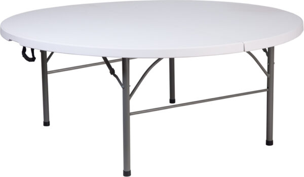 Wholesale 71" Round Bi-Fold Granite White Plastic Banquet and Event Folding Table with Carrying Handle