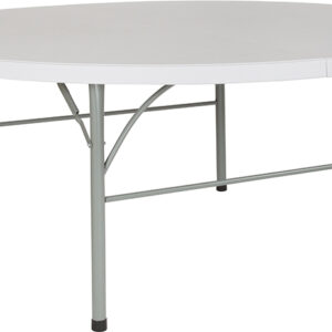 Wholesale 72" Round Bi-Fold Granite White Plastic Banquet and Event Folding Table with Carrying Handle