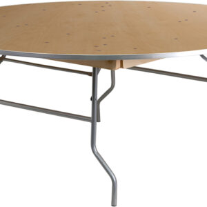 Wholesale 72'' Round HEAVY DUTY Birchwood Folding Banquet Table with METAL Edges