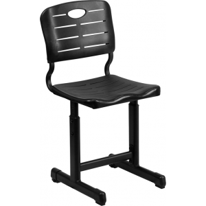 Wholesale Adjustable Height Black Student Chair with Black Pedestal Frame