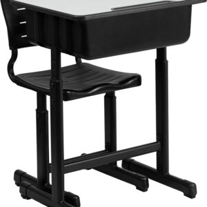 Wholesale Adjustable Height Student Desk and Chair with Black Pedestal Frame