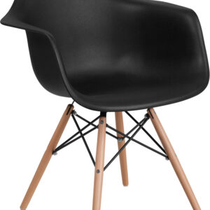 Wholesale Alonza Series Black Plastic Chair with Wooden Legs