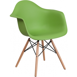 Wholesale Alonza Series Green Plastic Chair with Wooden Legs