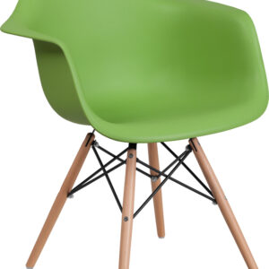 Wholesale Alonza Series Green Plastic Chair with Wooden Legs