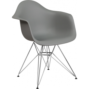 Wholesale Alonza Series Moss Gray Plastic Chair with Chrome Base