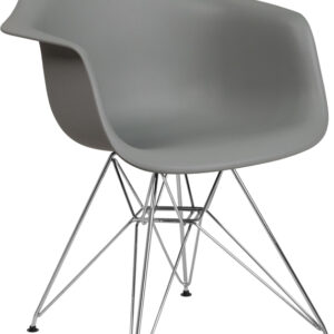 Wholesale Alonza Series Moss Gray Plastic Chair with Chrome Base