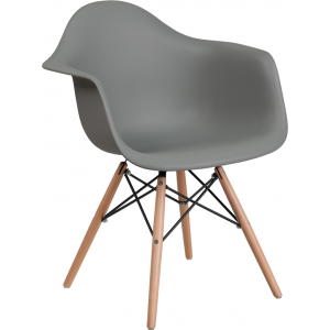 Wholesale Alonza Series Moss Gray Plastic Chair with Wooden Legs