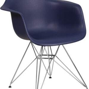 Wholesale Alonza Series Navy Plastic Chair with Chrome Base