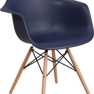 Wholesale Alonza Series Navy Plastic Chair with Wooden Legs