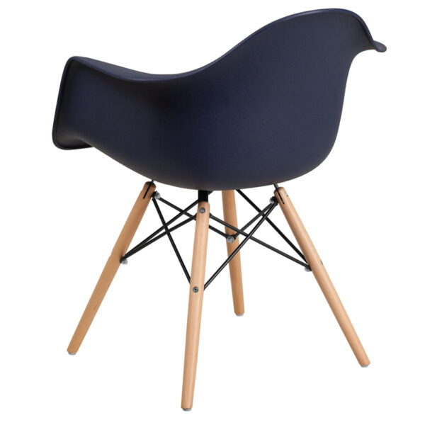 Accent Side Chair Navy Plastic/Wood Chair