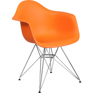 Wholesale Alonza Series Orange Plastic Chair with Chrome Base