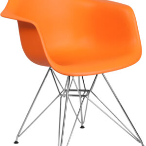 Wholesale Alonza Series Orange Plastic Chair with Chrome Base
