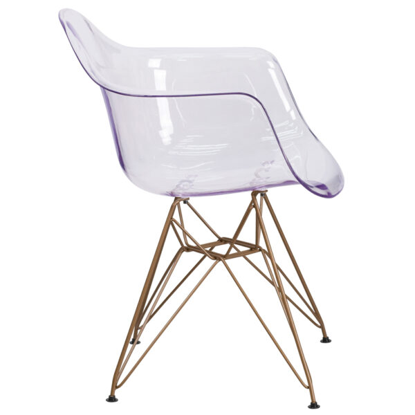 Lowest Price Alonza Series Transparent Side Chair with Gold Base