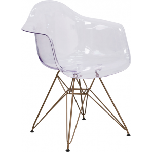 Wholesale Alonza Series Transparent Side Chair with Gold Base