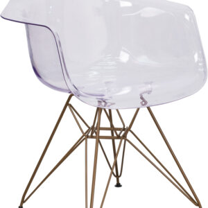 Wholesale Alonza Series Transparent Side Chair with Gold Base