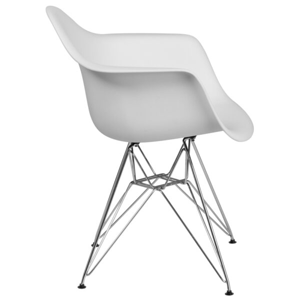 Lowest Price Alonza Series White Plastic Chair with Chrome Base