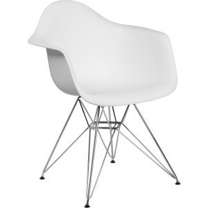 Wholesale Alonza Series White Plastic Chair with Chrome Base