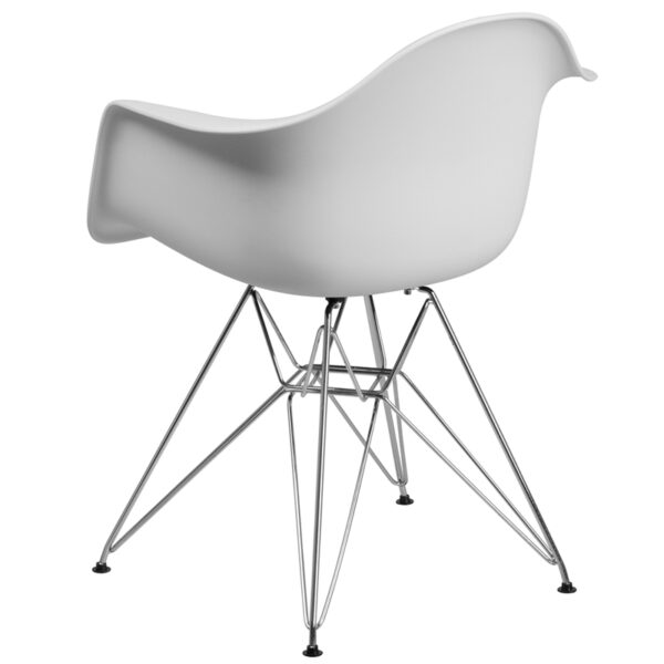 Accent Side Chair White Plastic/Chrome Chair
