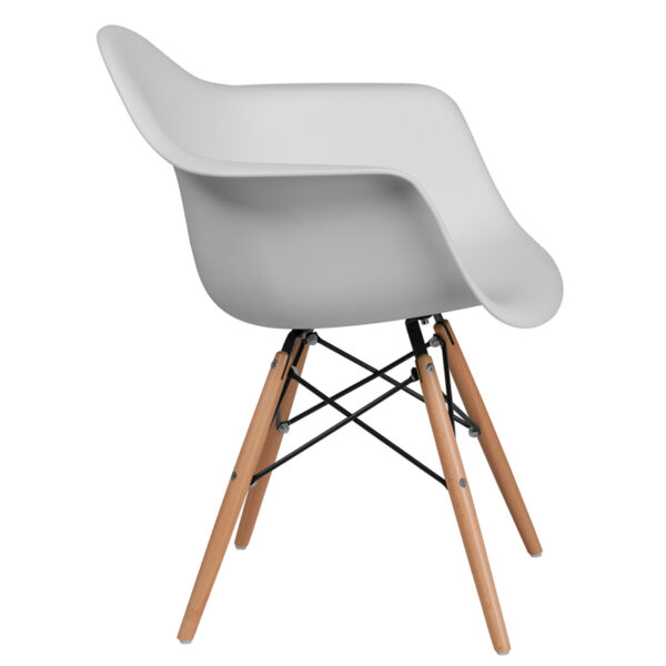 Lowest Price Alonza Series White Plastic Chair with Wooden Legs