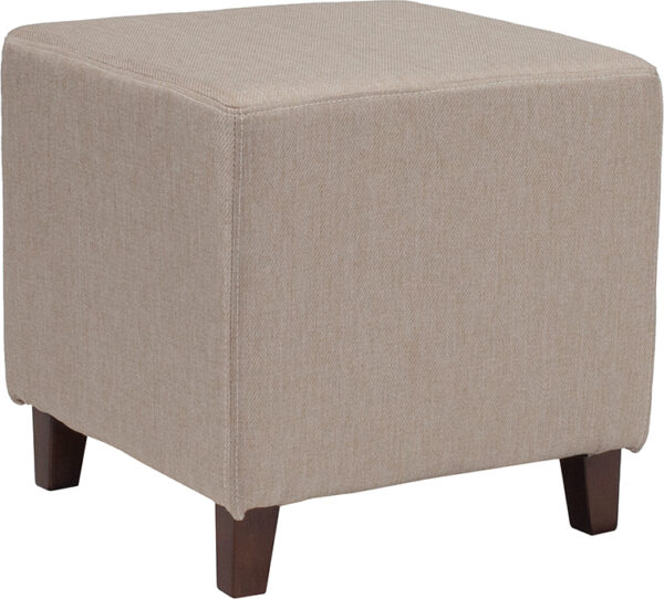 Wholesale Ascalon Upholstered Ottoman Pouf in Beige Fabric