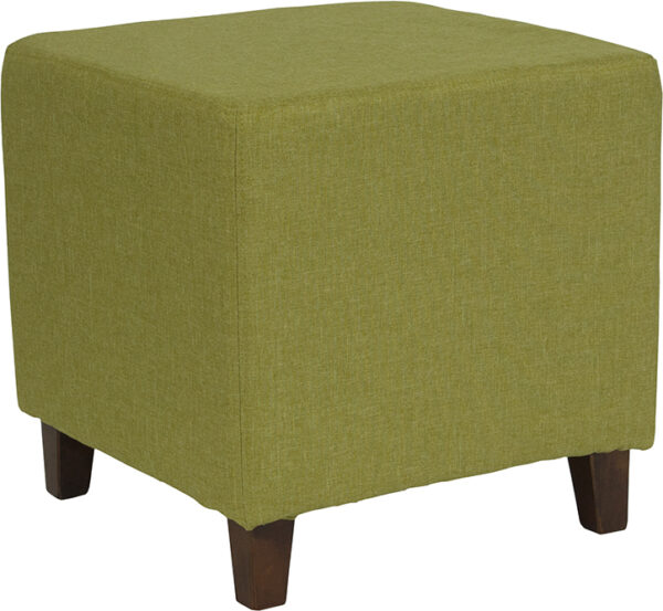 Wholesale Ascalon Upholstered Ottoman Pouf in Green Fabric