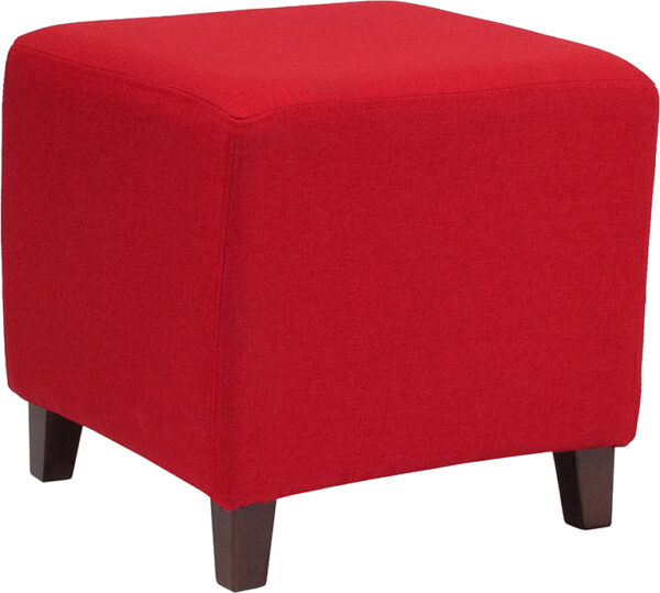 Wholesale Ascalon Upholstered Ottoman Pouf in Red Fabric