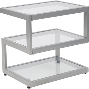 Wholesale Ashmont Collection Glass End Table with Contemporary Steel Design