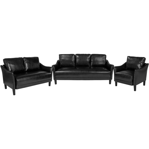 Wholesale Asti 3 Piece Upholstered Set in Black Leather