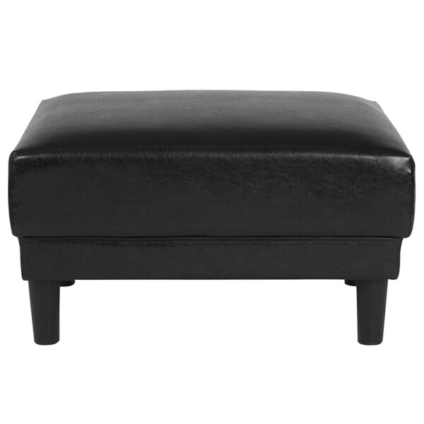 Lowest Price Asti Upholstered Ottoman in Black Leather
