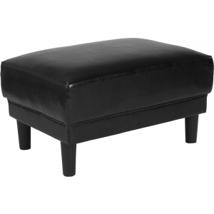 Wholesale Asti Upholstered Ottoman in Black Leather